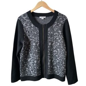 PENDLETON Women’s Merino Lamb Wool Blend Leopard Print Full Zip Cardigan Size L